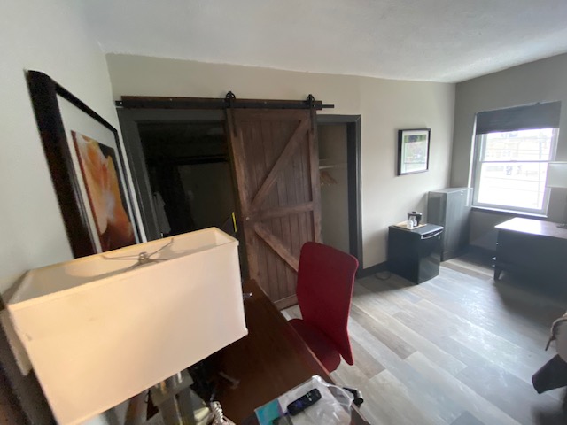 Room with barn door